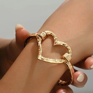 Gold-Tone Heart Cuff Bracelet
